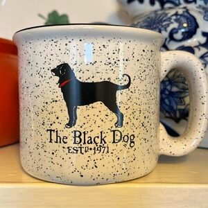 White Mug with Black Speckles, Black Dog Cafe